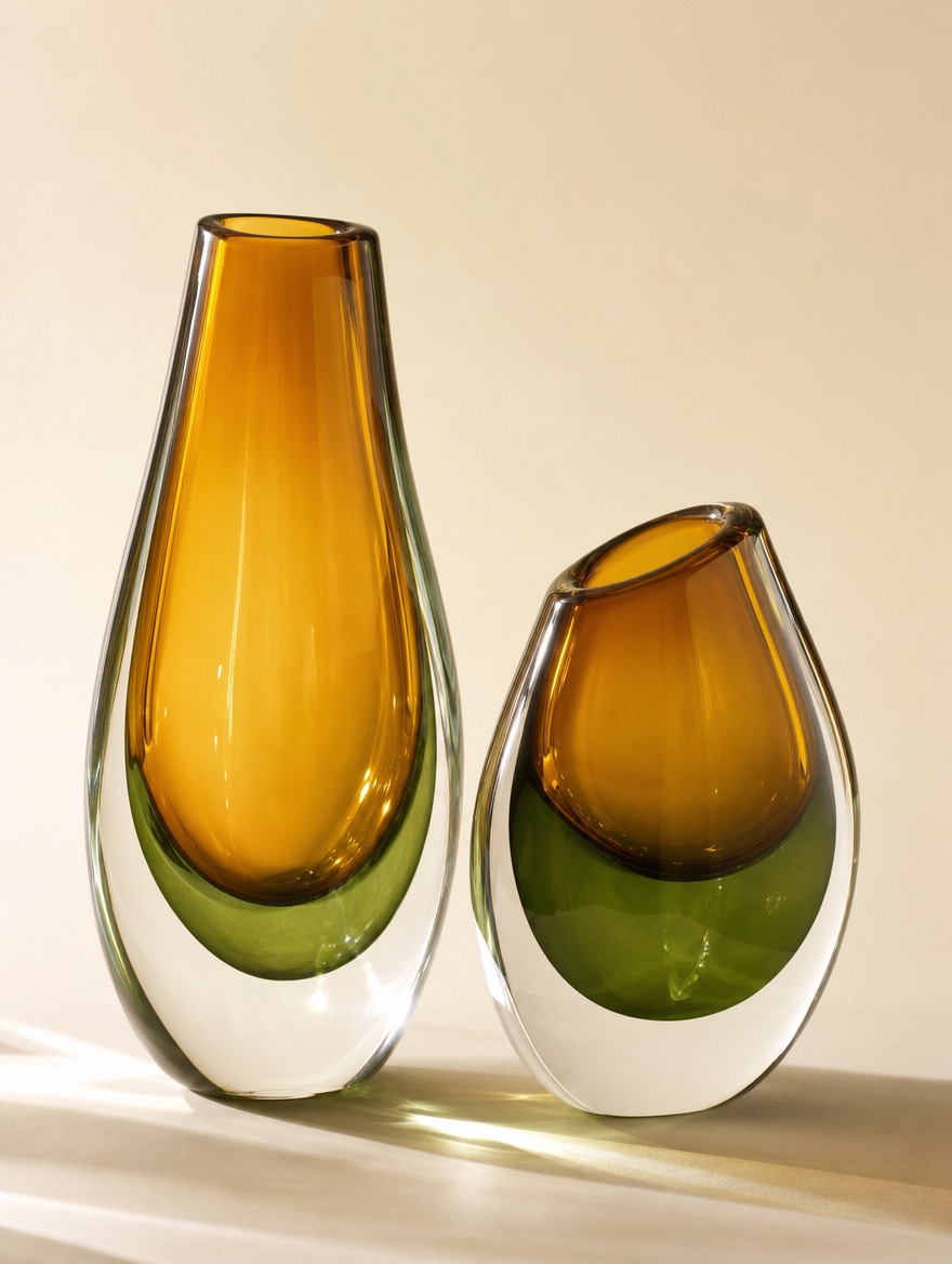 Pair of Murano sommerso vases