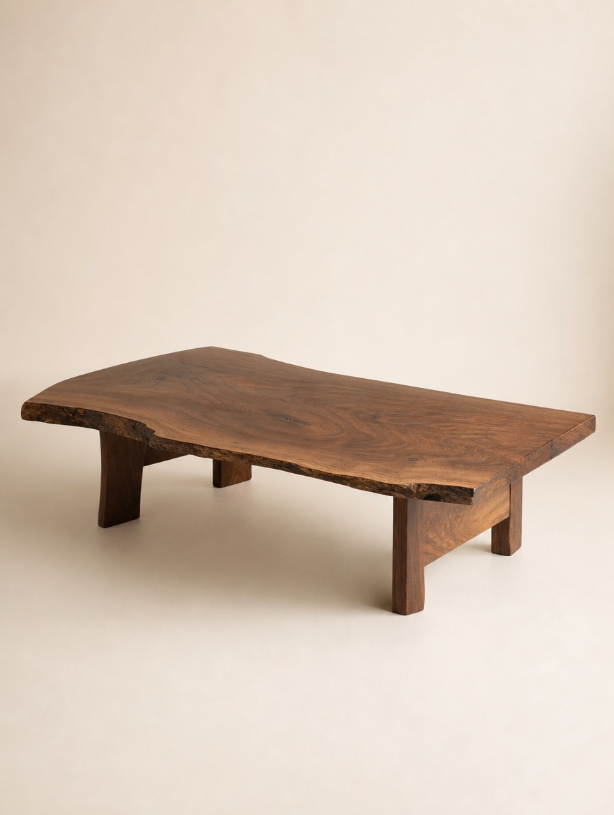 Studio-craft walnut low table