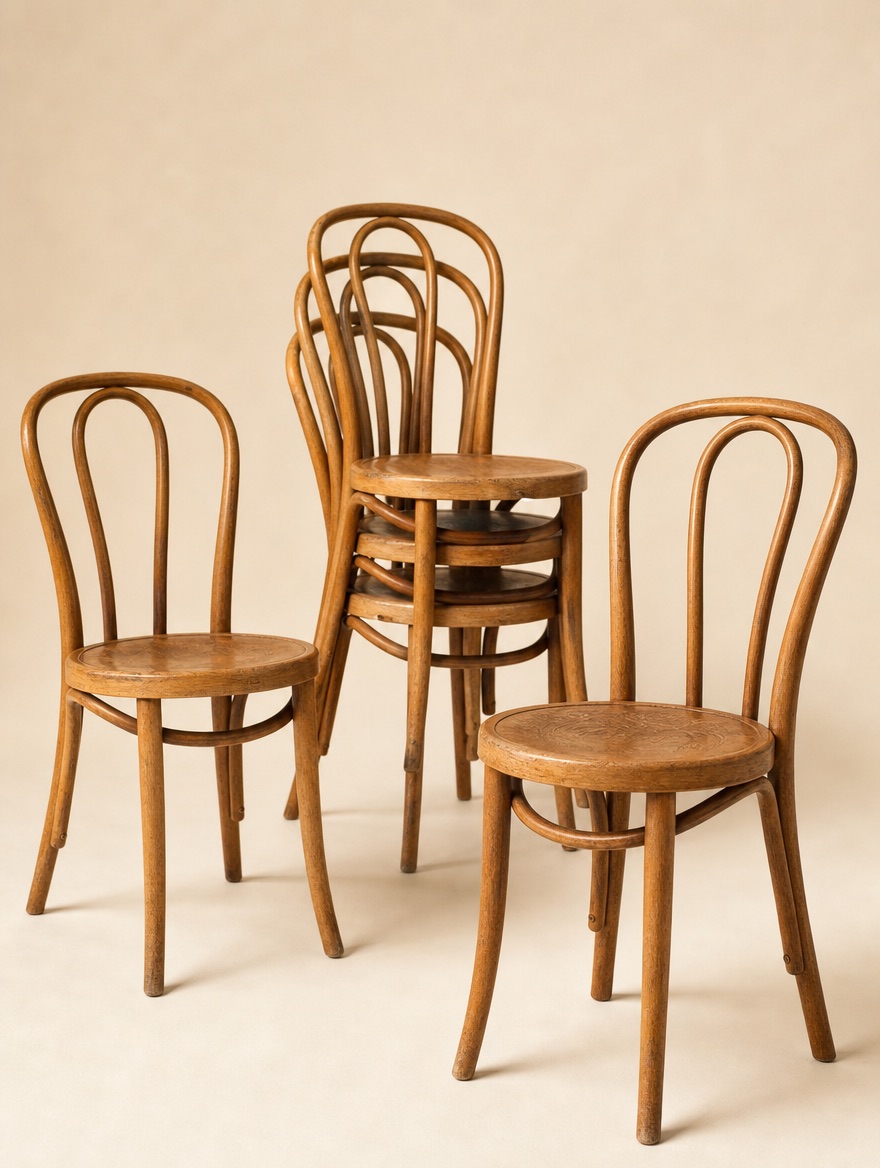 Set of four bentwood cafe chairs