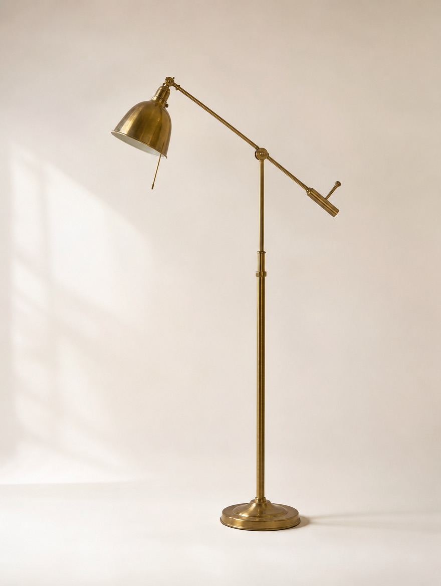 Mid-century brass articulated floor lamp